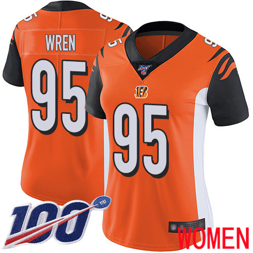 Cincinnati Bengals Limited Orange Women Renell Wren Alternate Jersey NFL Footballl #95 100th Season Vapor Untouchable